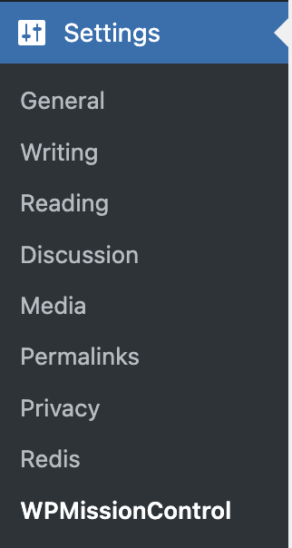 How to set up website health monitoring - Step 8 - Use Settings -> WPMisionControl to navigate to your settings screen in the WordPress admin dashboard to troubleshoot connectivity or copy your Secure Badge shortcode.