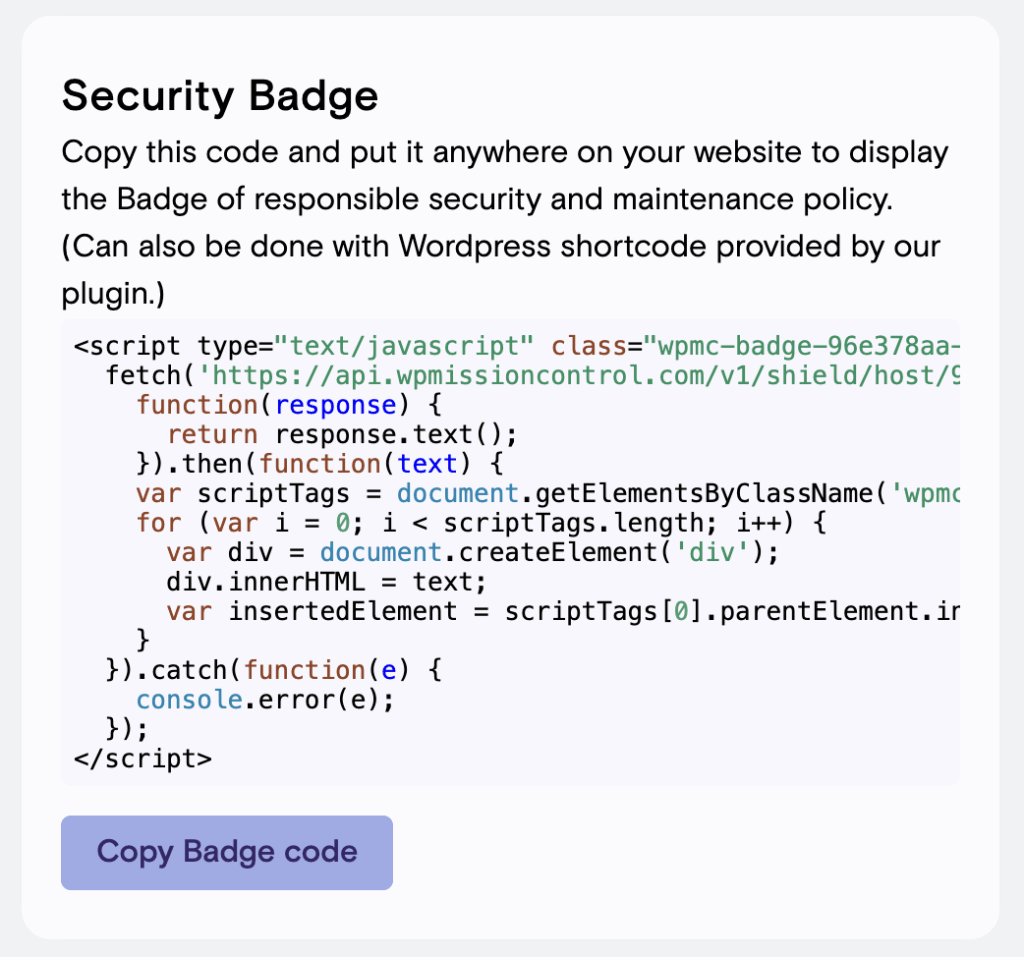 Security Bade - Copy Code block